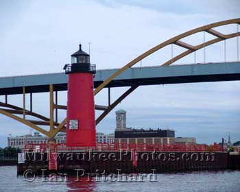 Photograph of Clock, Bridge and Lighthouse from www.MilwaukeePhotos.com (C) Ian Pritchard